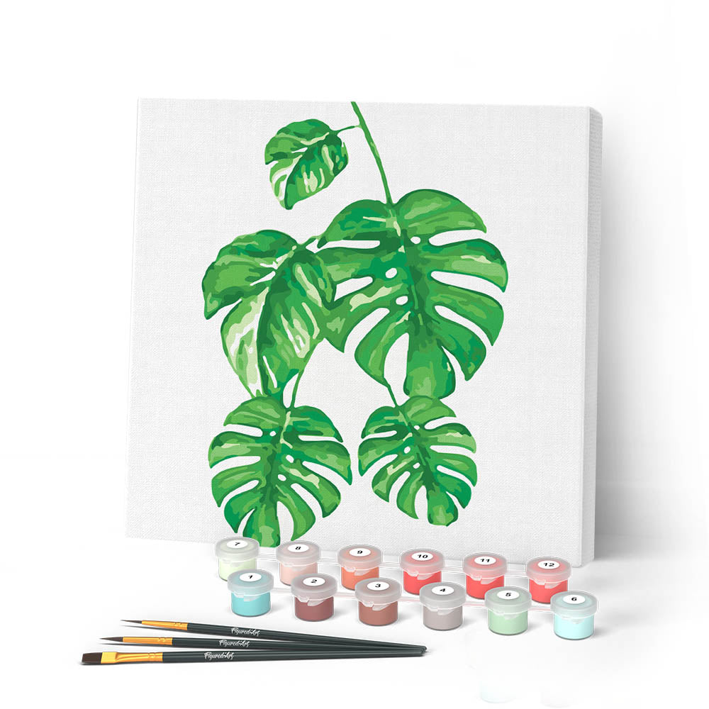 Mini Paint By Numbers 20X20Cm With Frame Leaves