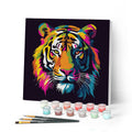 Mini Peinture Par Numéros 20X20Cm Avec Cadre Tigre Abstrait Pop Art