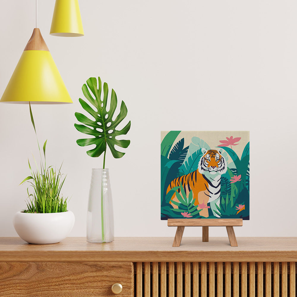 Mini Paint By Numbers 20X20Cm With Frame Tropical Bengal Tiger