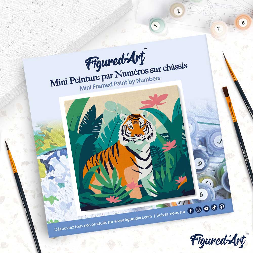 Mini Paint By Numbers 20X20Cm With Frame Tropical Bengal Tiger