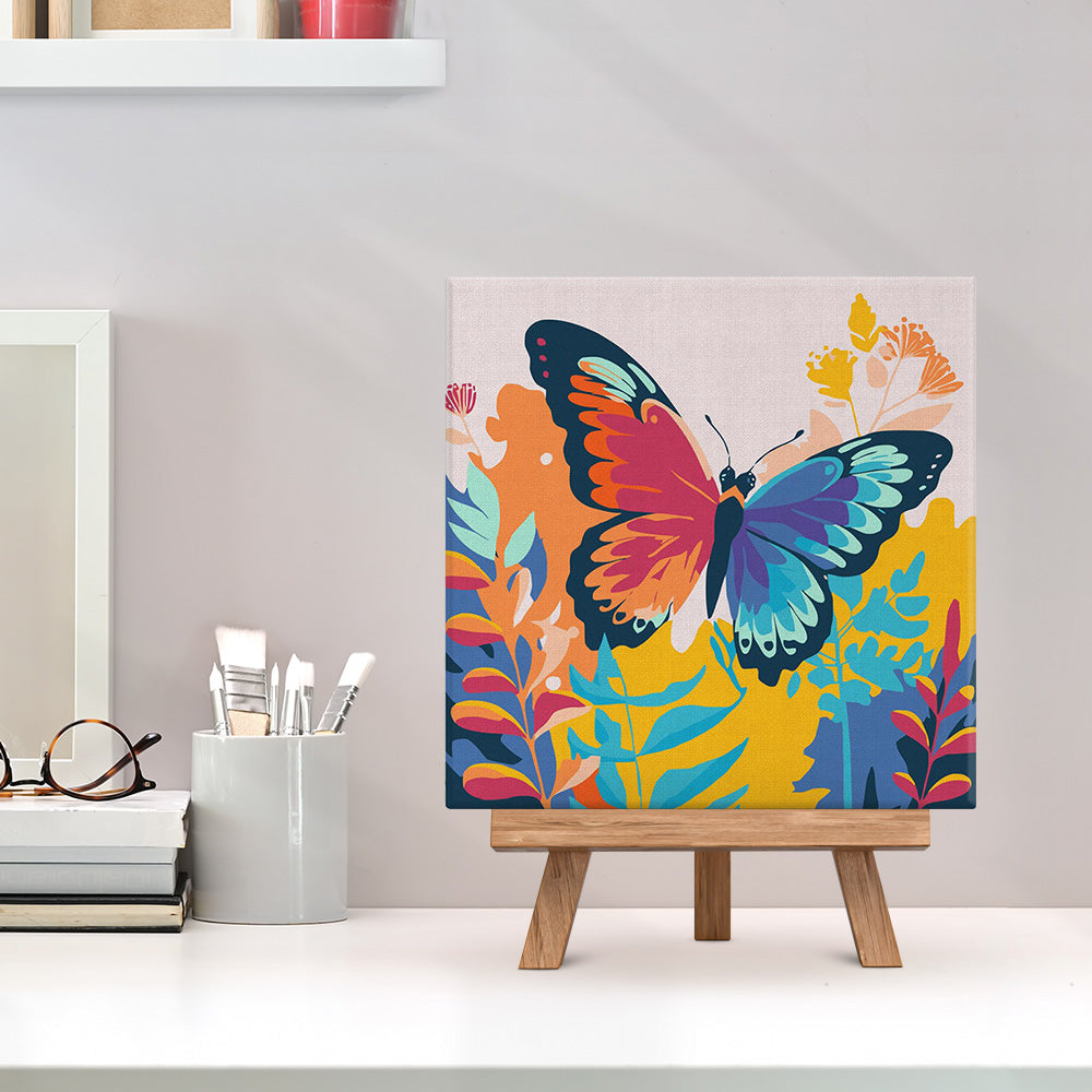 Mini pintura por números 20x20cm con marco Mariposa tropical