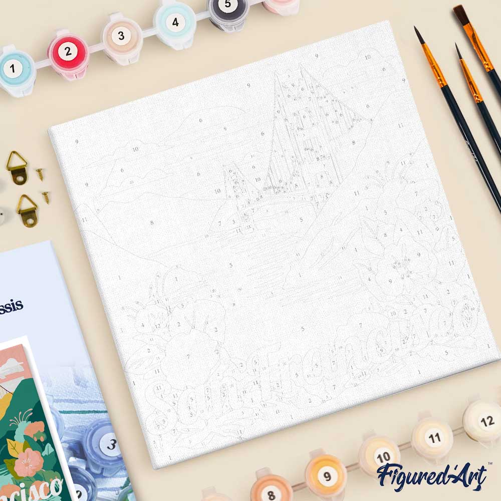 Mini Peinture Par Numéros 20X20Cm Avec Cadre San Francisco