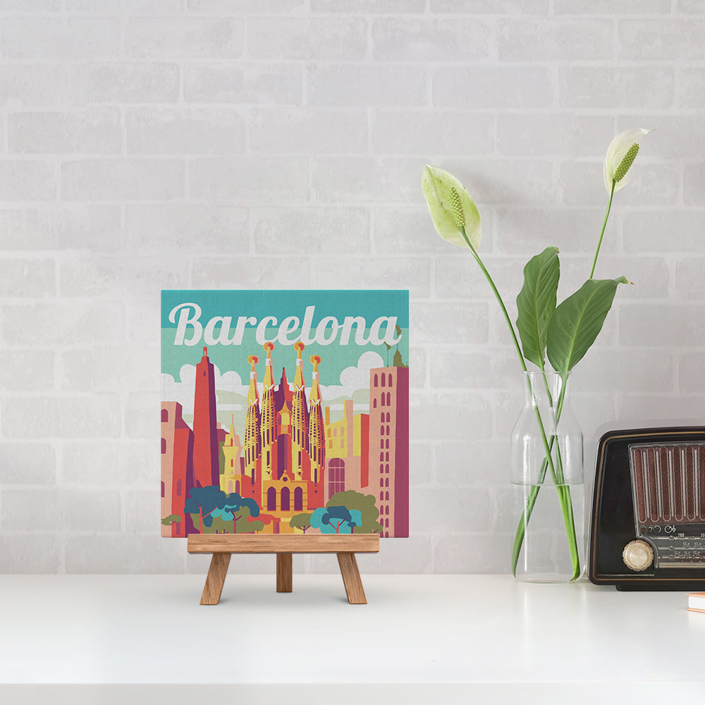 Mini pintura por números de 20x20 cm con marco Sagrada en Barcelona