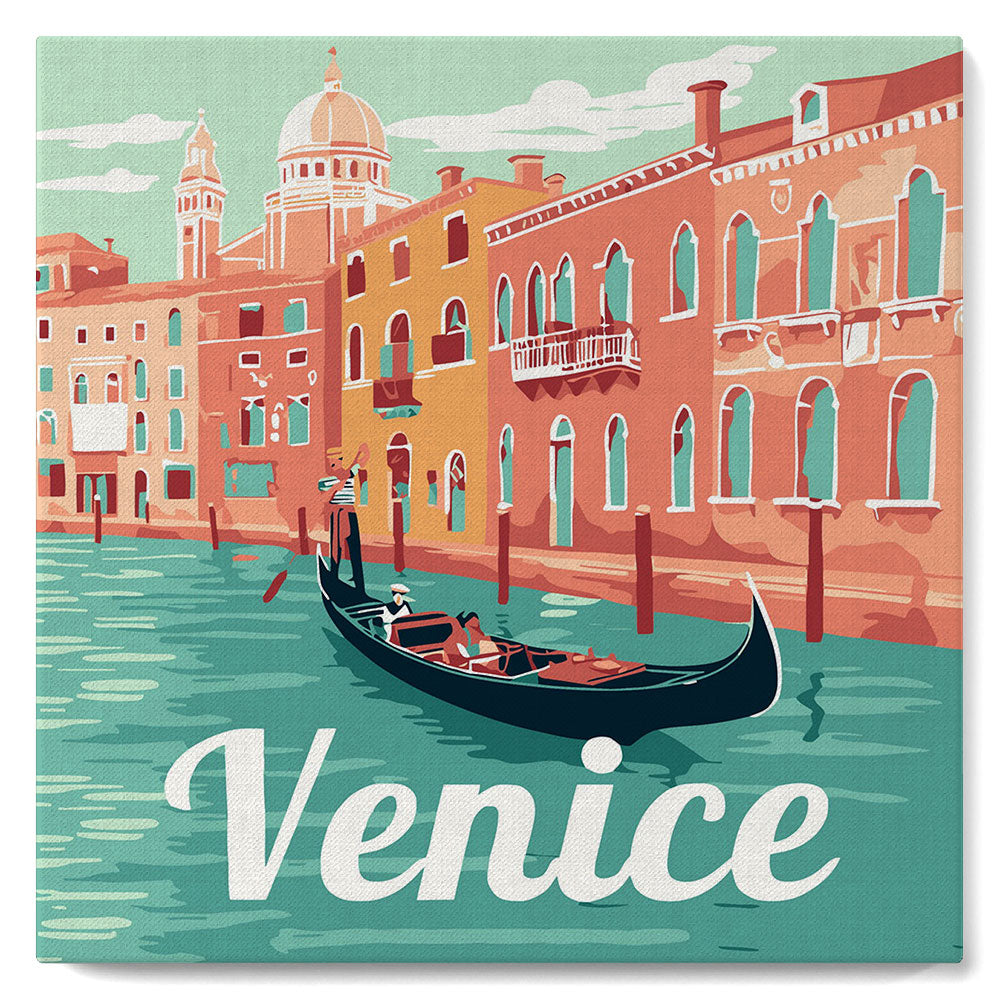 Mini Paint By Numbers 20X20Cm With Frame Gondolas In Venice
