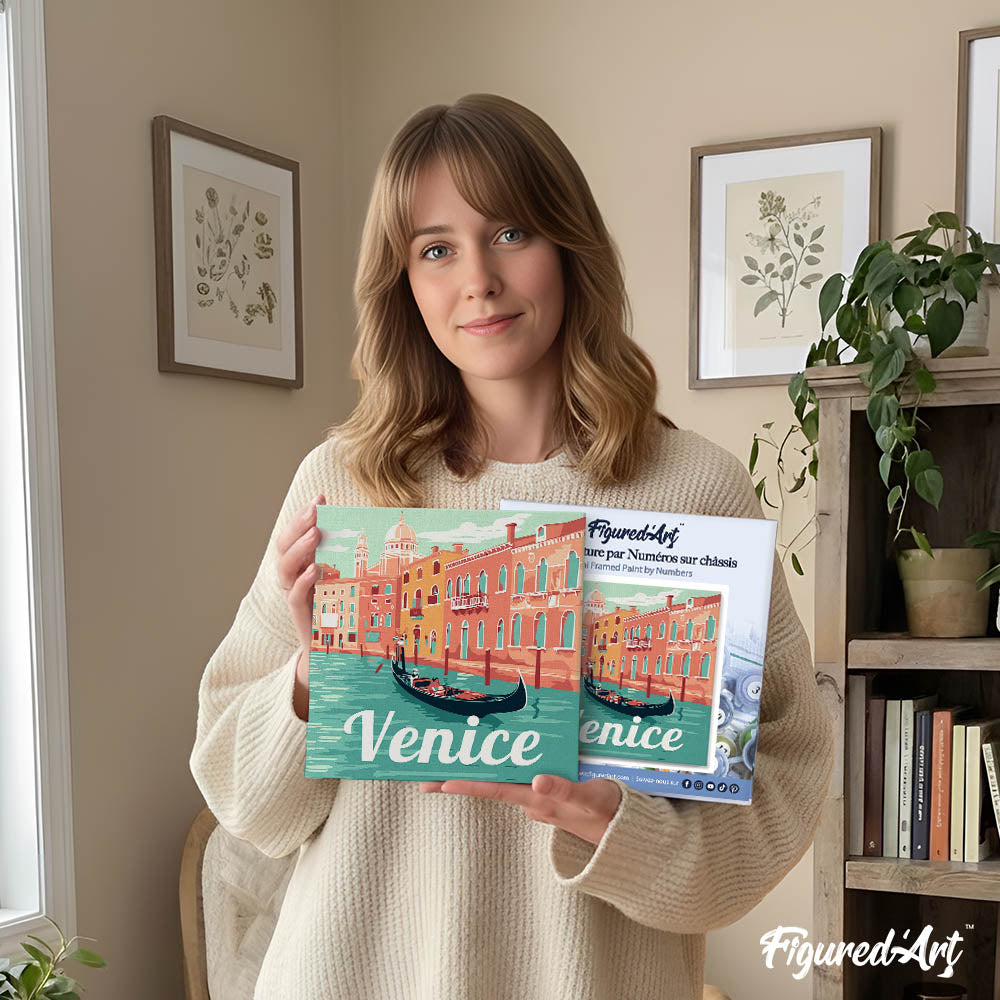 Mini Paint By Numbers 20X20Cm With Frame Gondolas In Venice