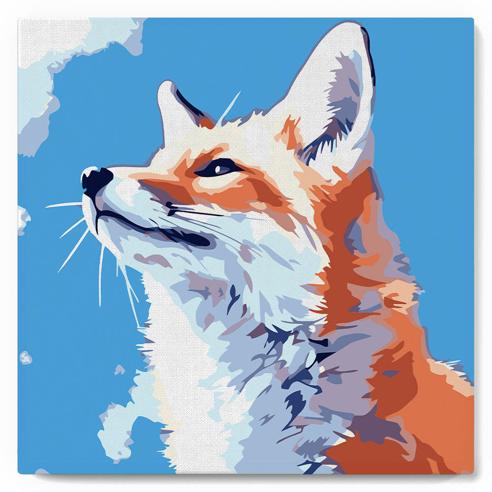 Mini Paint By Numbers 20X20Cm With Frame Fox And Blue Sky