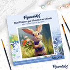 Mini Peinture Par Numéros 20X20Cm Avec Cadre Lapin Et Fleurs Sauvages