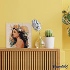 Mini Peinture Par Numéros 20X20Cm Avec Cadre Femme Au Bandeau Floral