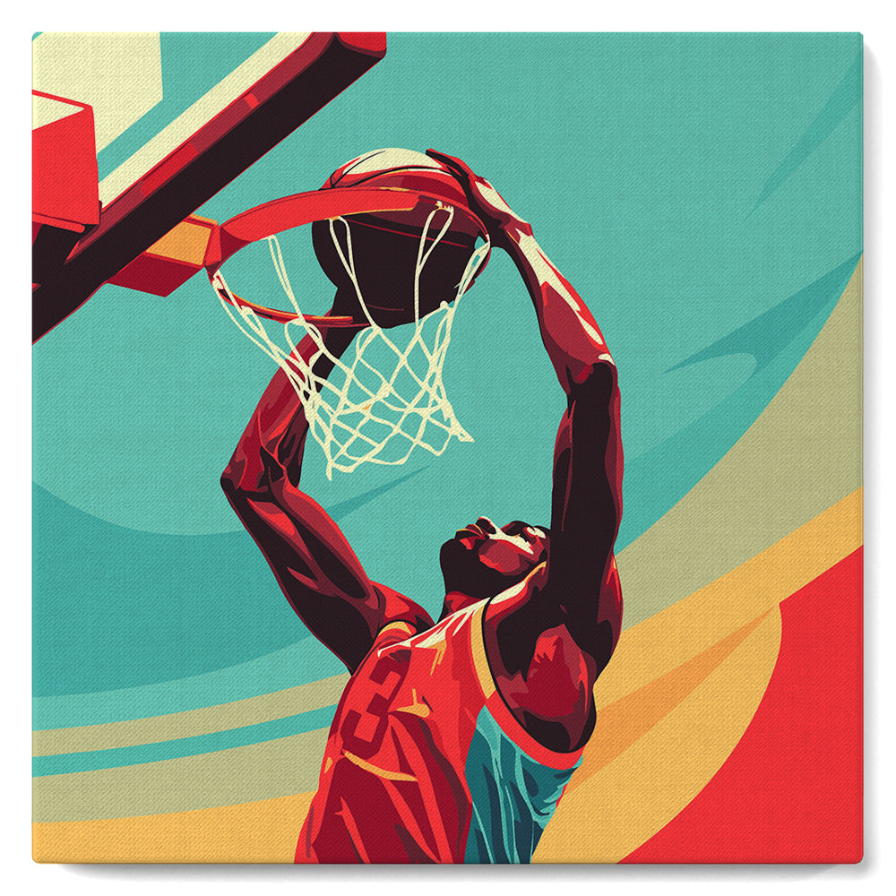 Mini Paint-By-Numbers 20X20Cm With Frame Basketball Sports Poster