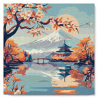 Mini Peinture Par Numéros 20X20Cm Avec Cadre Lac Et Mont Fuji