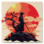 Mini Paint by Numbers 20x20cm with Frame Samurai at Sunset