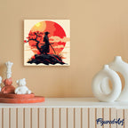 Mini Paint by Numbers 20x20cm with Frame Samurai at Sunset