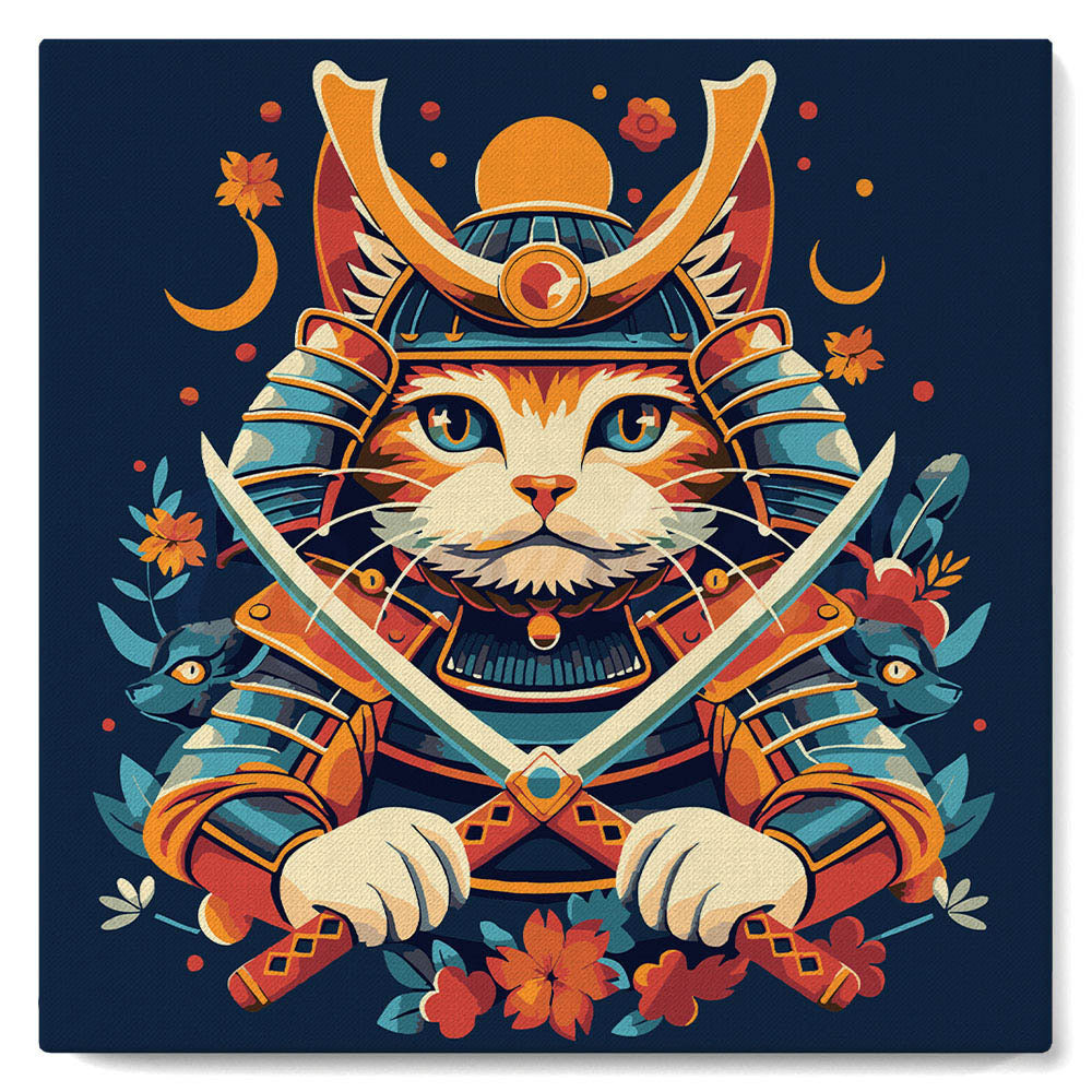Mini Paint By Numbers 20X20Cm With Frame Samurai Cat