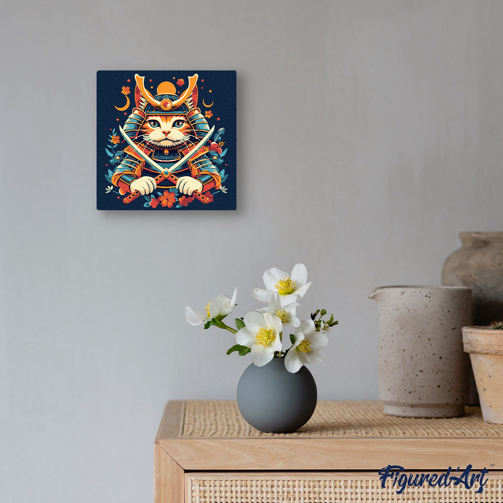 Mini Paint By Numbers 20X20Cm With Frame Samurai Cat