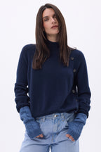 Mezzi guanti Sfez - Blu jeans - Unisex - 100% Cashmere