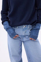 Mezzi guanti Sfez - Blu jeans - Unisex - 100% Cashmere