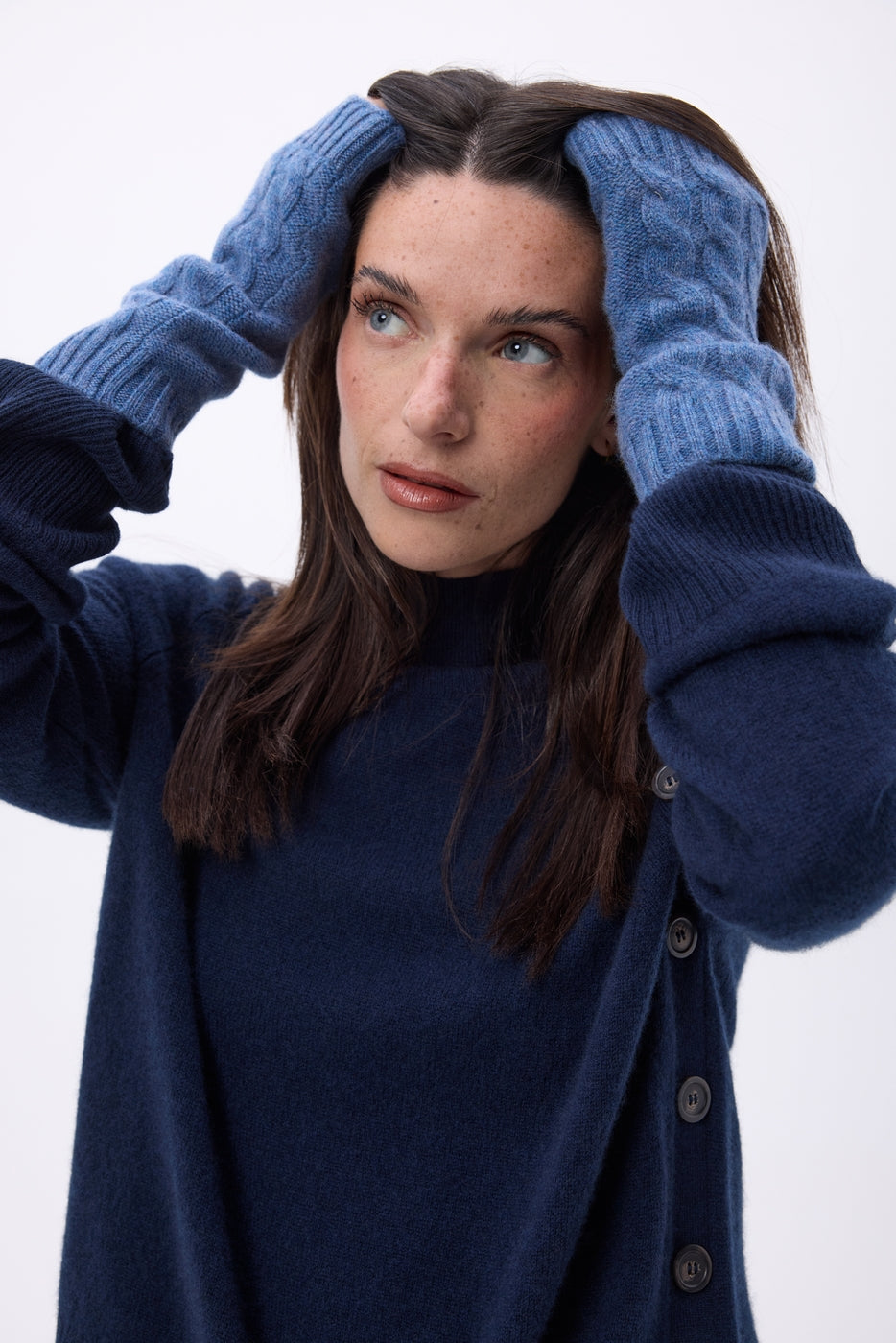 Mezzi guanti Sfez - Blu jeans - Unisex - 100% Cashmere