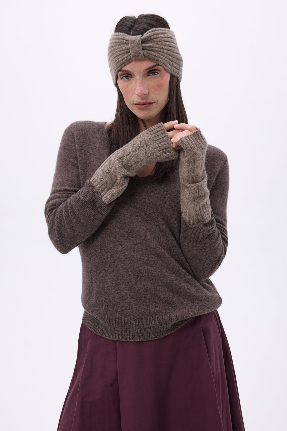 Muffole Senza Dita Sfez - Nocciola - Unisex - 100% Cashmere
