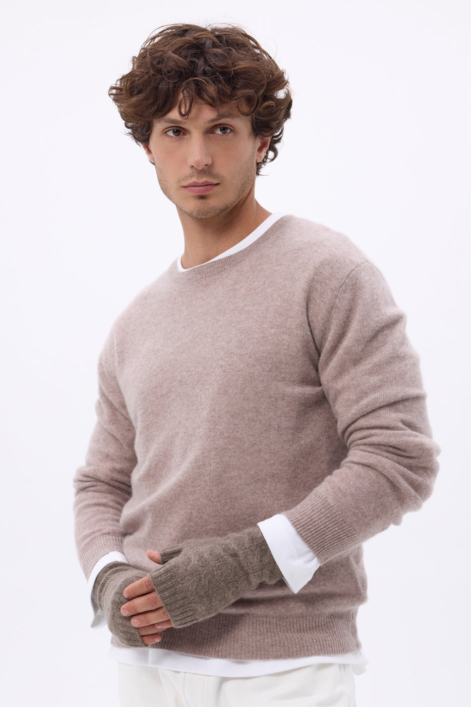 Muffole Senza Dita Sfez - Nocciola - Unisex - 100% Cashmere