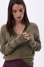 Muffole Senza Dita Sfez - Khaki Chine - Unisex - 100% Cashmere