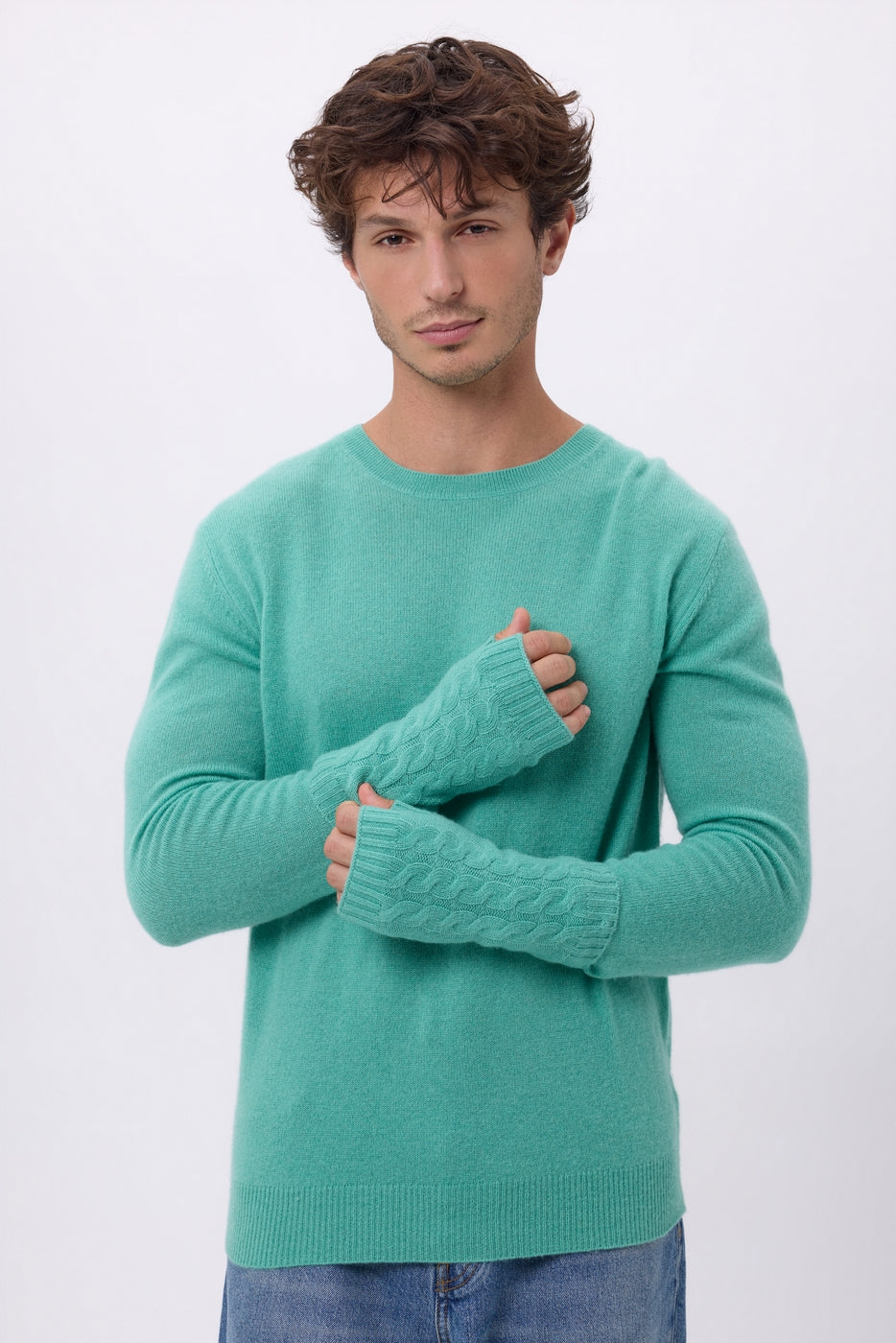 Mezze Manopole Sfez - Verde Pastello - Unisex - 100% Cashmere