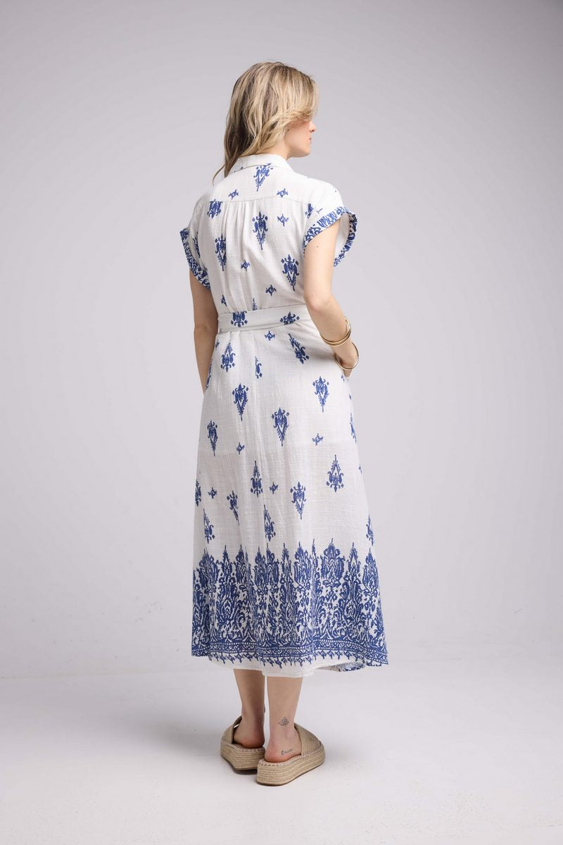 Long Dress - White and Navy