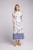 Long Dress - White and Navy