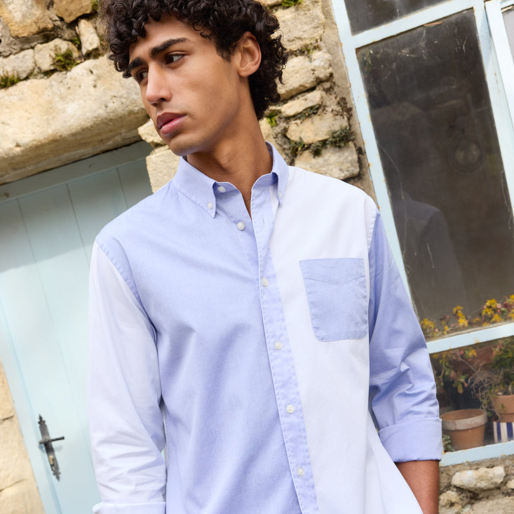 Fun Shirt  En Oxford Double Retors Bleue