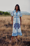 Chiara Dress - Blue Palm Tree