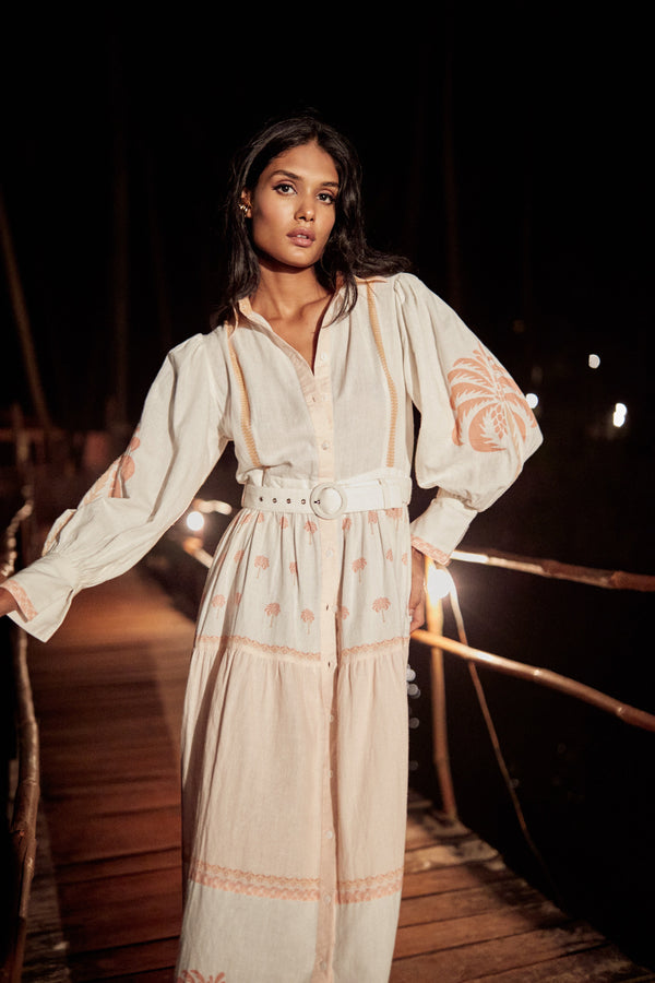Robe Carmela - Ivory Palm Tree