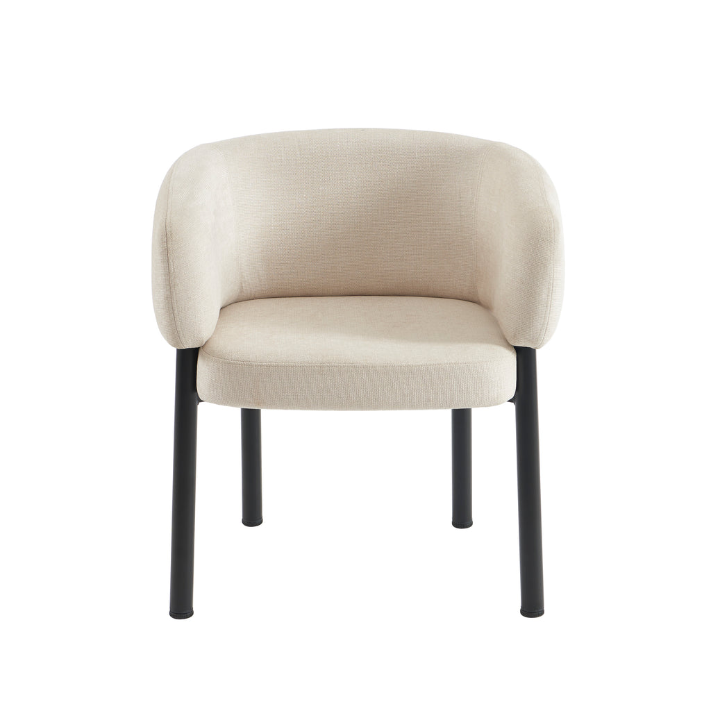 Abelia - Chairs - Woven Velvet - Beige And Black Metal Legs
