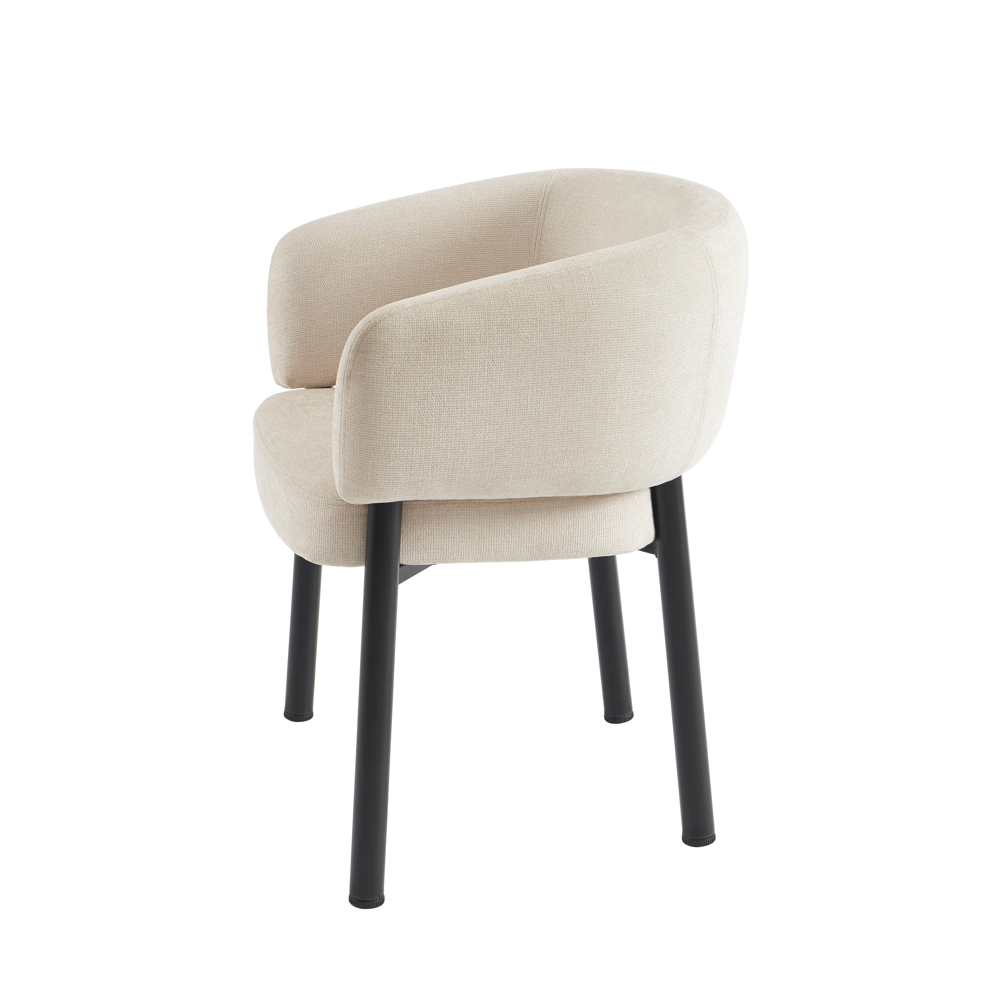 Abelia - Chairs - Woven Velvet - Beige And Black Metal Legs