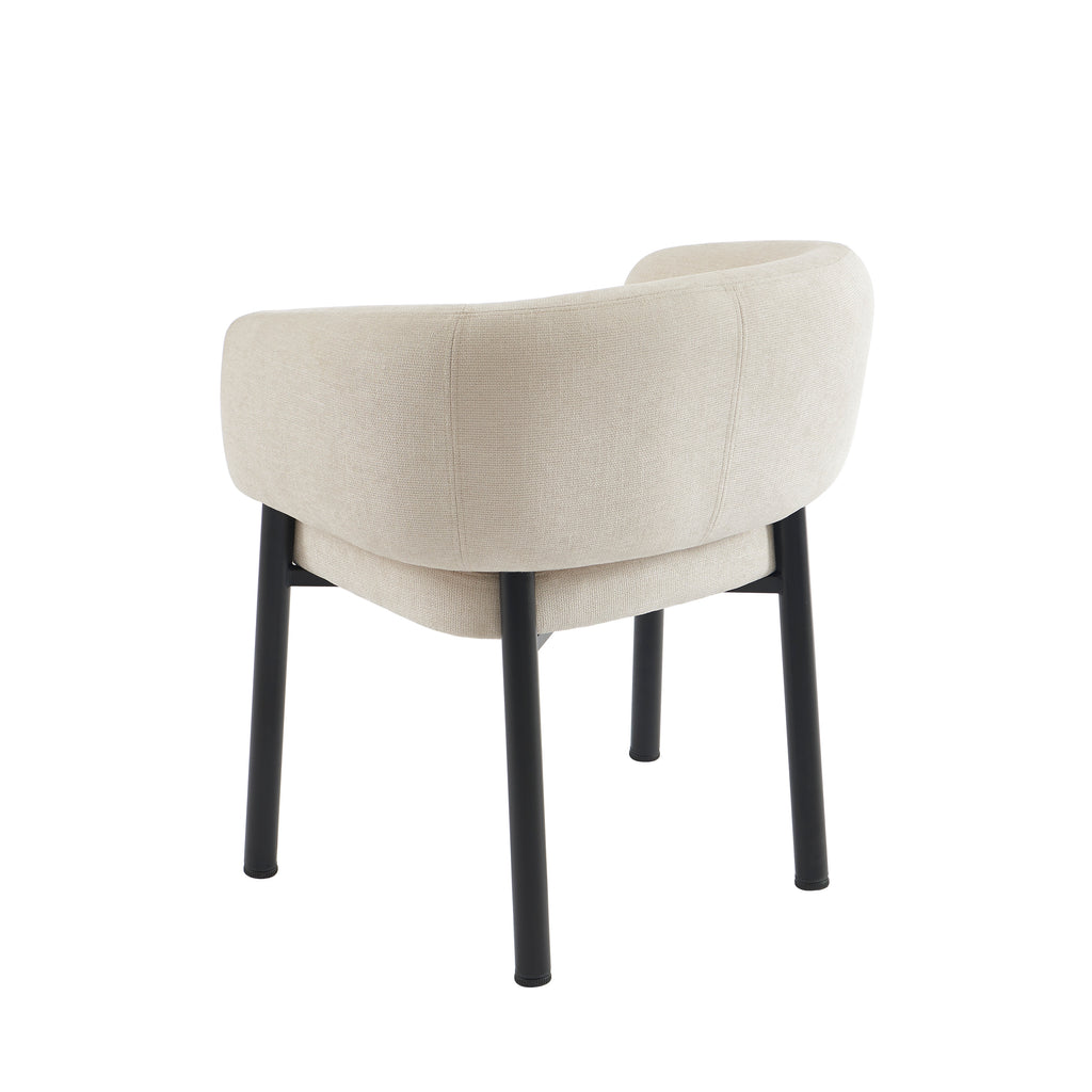 Abelia - Chairs - Woven Velvet - Beige And Black Metal Legs
