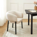 Abelia - Chairs - Woven Velvet - Beige And Black Metal Legs