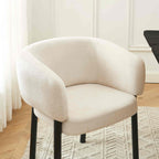 Abelia - Chairs - Woven Velvet - Beige And Black Metal Legs