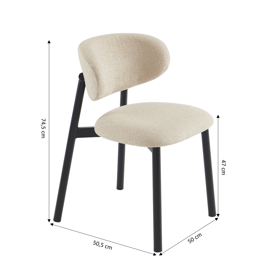 Ciara - Chairs - Bouclette - Beige And Black Metal Legs