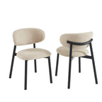 Ciara - Chairs - Bouclette - Beige And Black Metal Legs