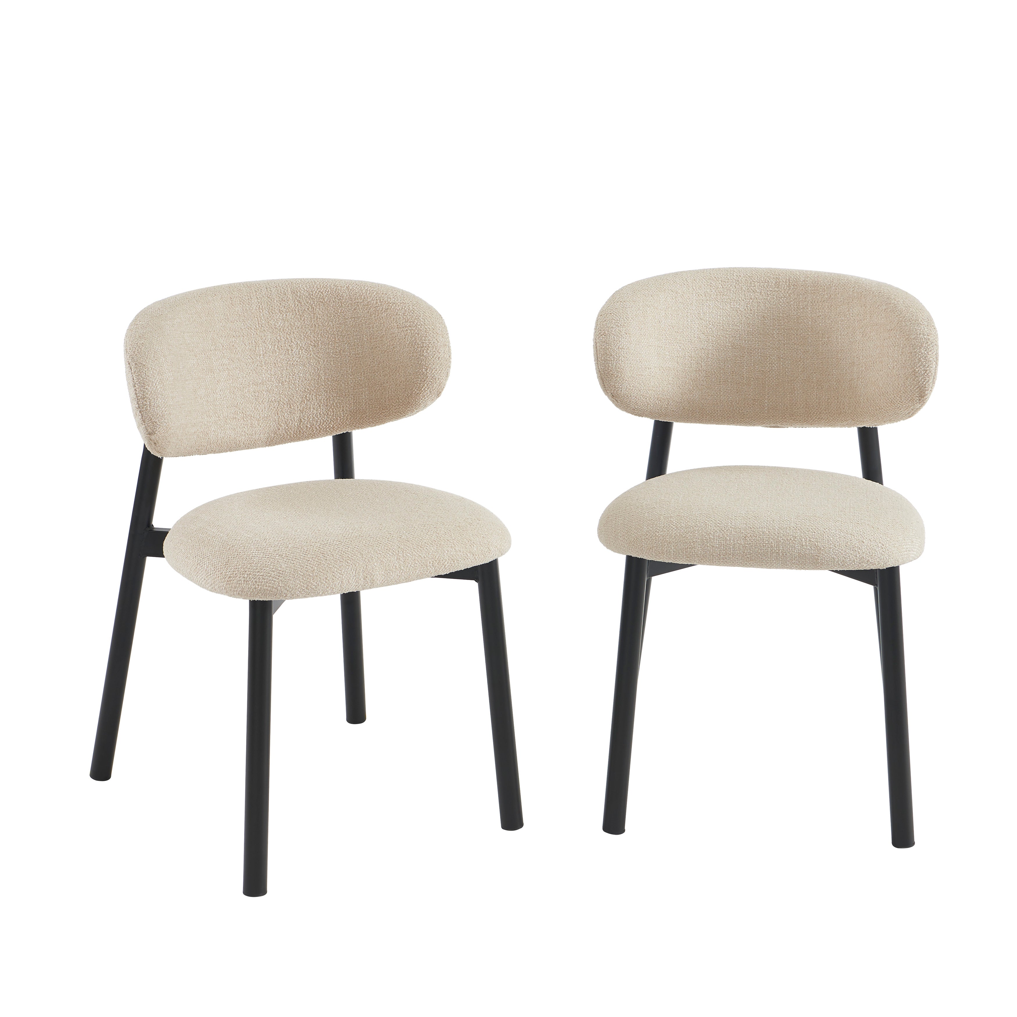 Ciara - Chairs - Bouclette - Beige And Black Metal Legs