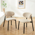 Ciara - Chairs - Bouclette - Beige And Black Metal Legs