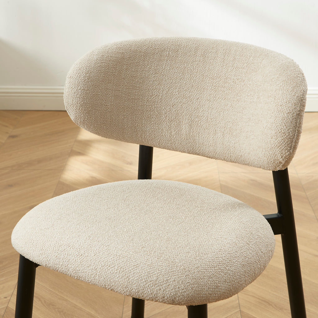 Ciara - Chairs - Bouclette - Beige And Black Metal Legs