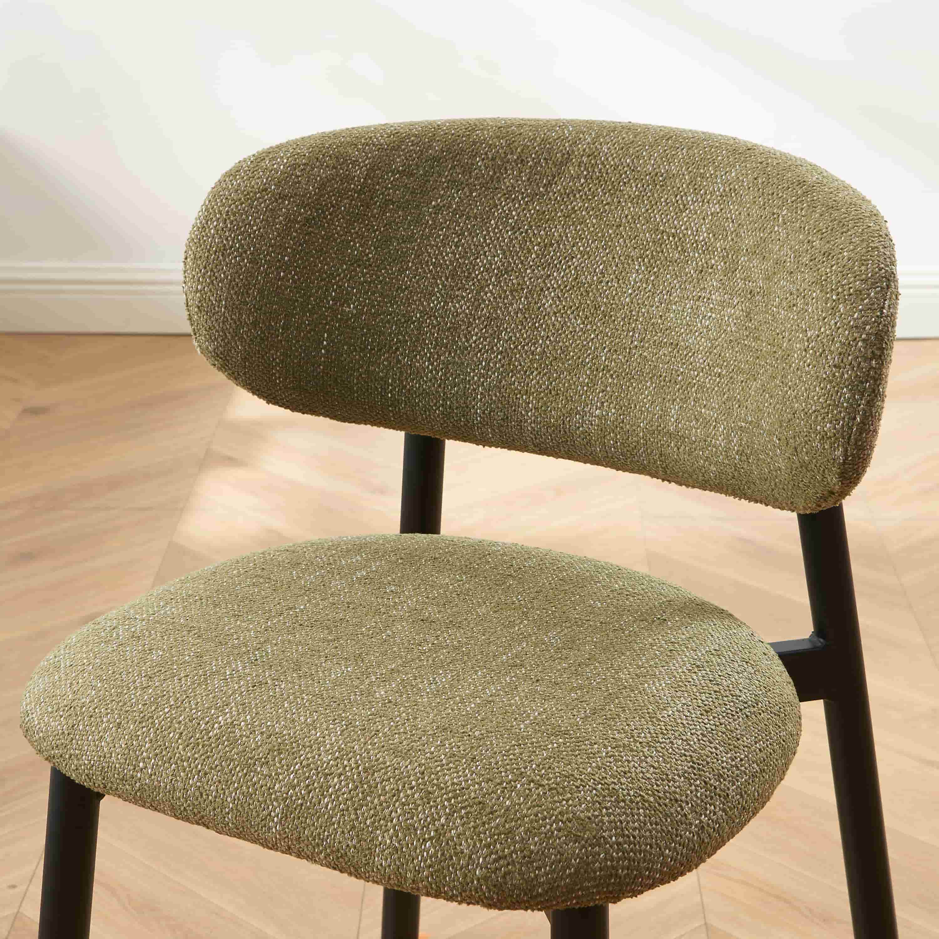 Ciara - Chairs - Bouclette - Khaki And Black Metal Legs