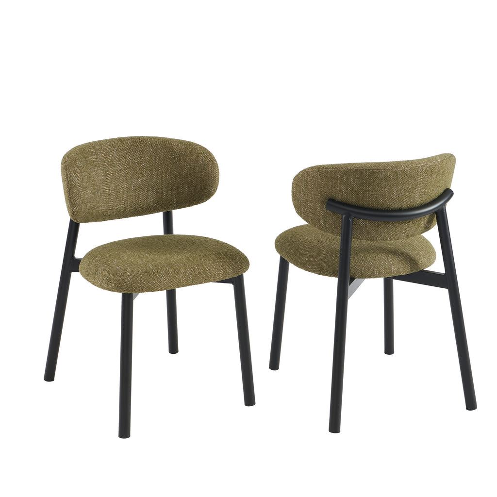Ciara - Chairs - Bouclette - Khaki And Black Metal Legs