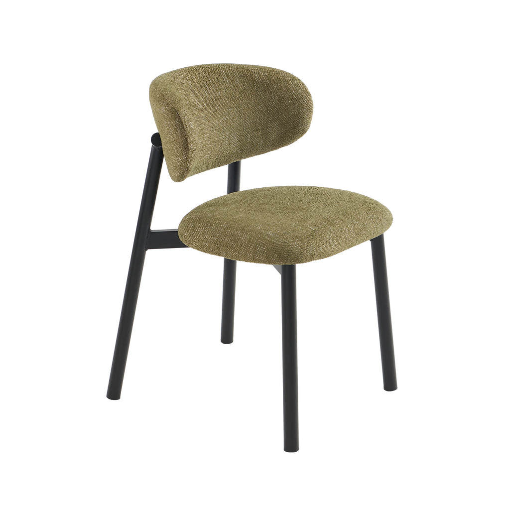 Ciara - Chairs - Bouclette - Khaki And Black Metal Legs