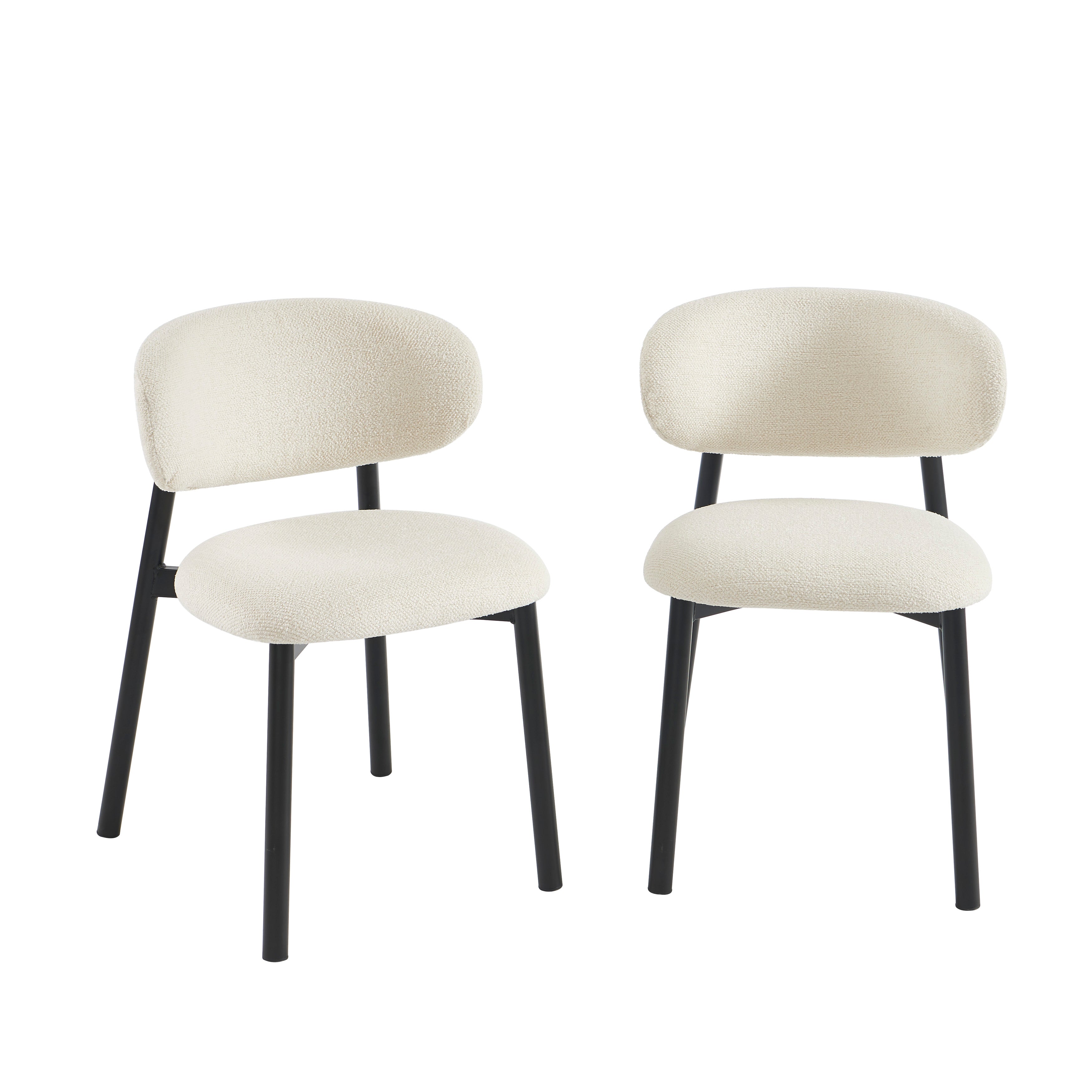 Ciara - Chairs - Ecru Bouclette And Metal Legs - Black
