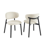 Ciara - Chairs - Ecru Bouclette And Metal Legs - Black