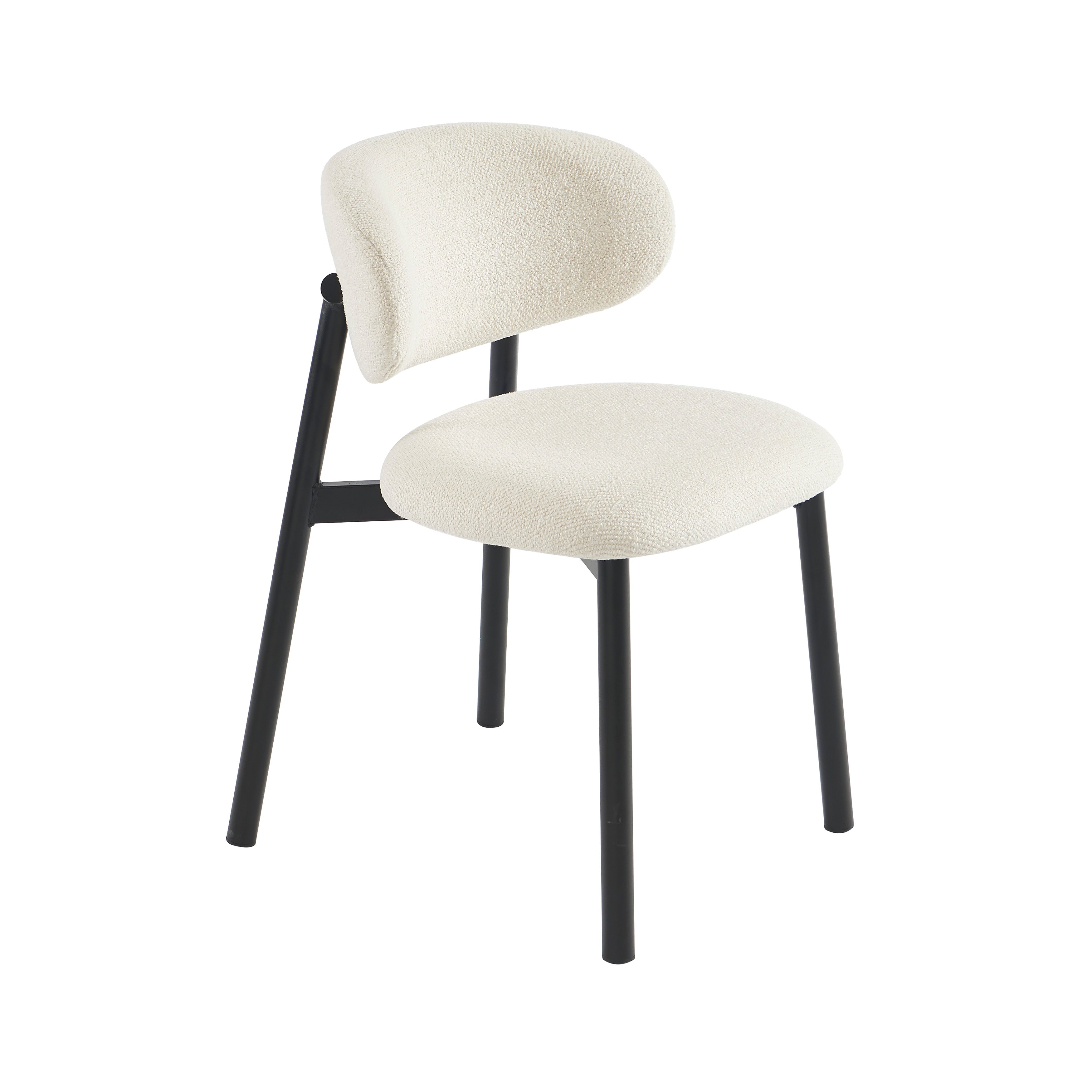 Ciara - Chairs - Ecru Bouclette And Metal Legs - Black