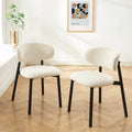 Ciara - Chairs - Ecru Bouclette And Metal Legs - Black