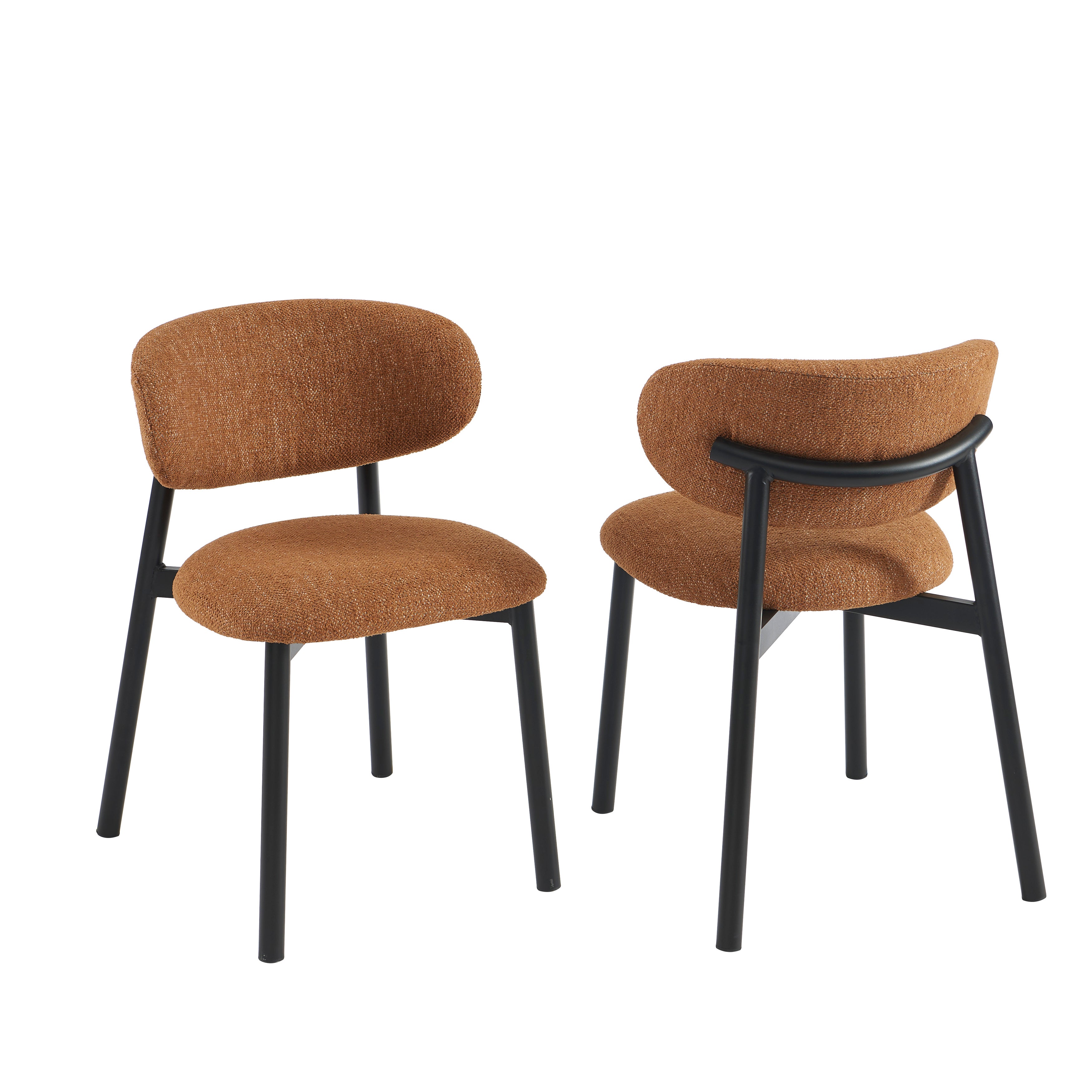 Ciara - Chairs - Bouclette - Terracotta And Black Metal Legs
