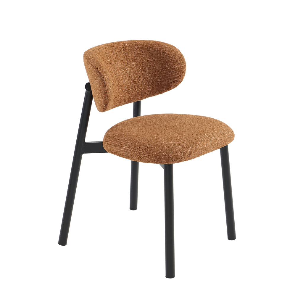 Ciara - Chairs - Bouclette - Terracotta And Black Metal Legs