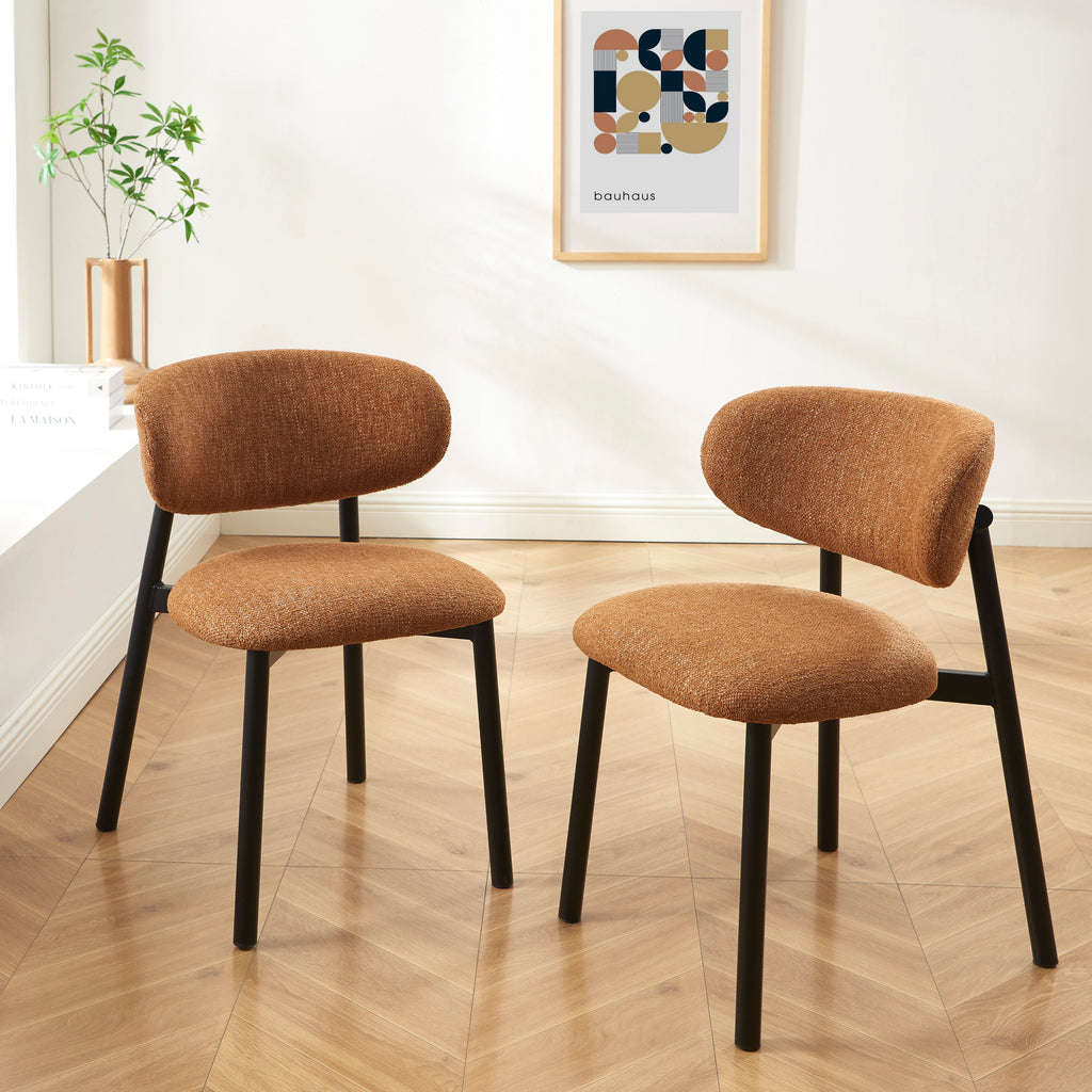 Ciara - Chairs - Bouclette - Terracotta And Black Metal Legs